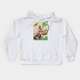 Jungle friends - Oxpeckers and Rhinoceros Kids Hoodie
